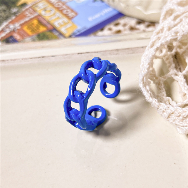 Ring Set Wholesale 2022 Summer Fashion Fruits Flowers Geometric Chain Candy Color Opening Rings Women Finger Jewelry