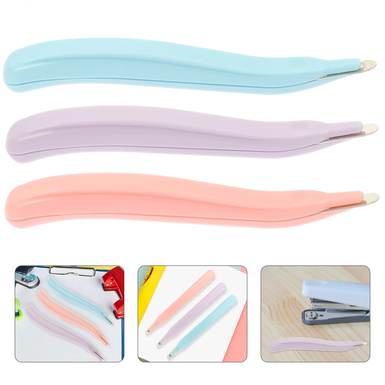 3 Pcs Staple Remover Heavy Duty Multi Use Curved Puller Office Accessories Metal Removers Handheld Nail Lifter