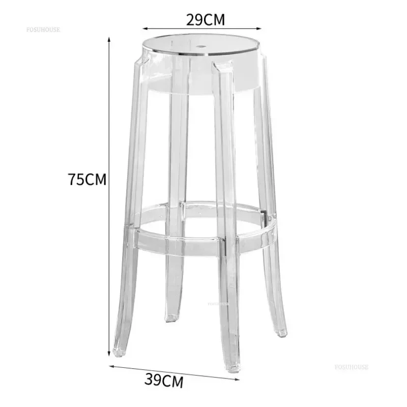 Nordic Transparent Acrylic Chair Crystal Bar Stool Home Kitchen Island Stool Plastic High Foot Chair Bar Counter StoolN