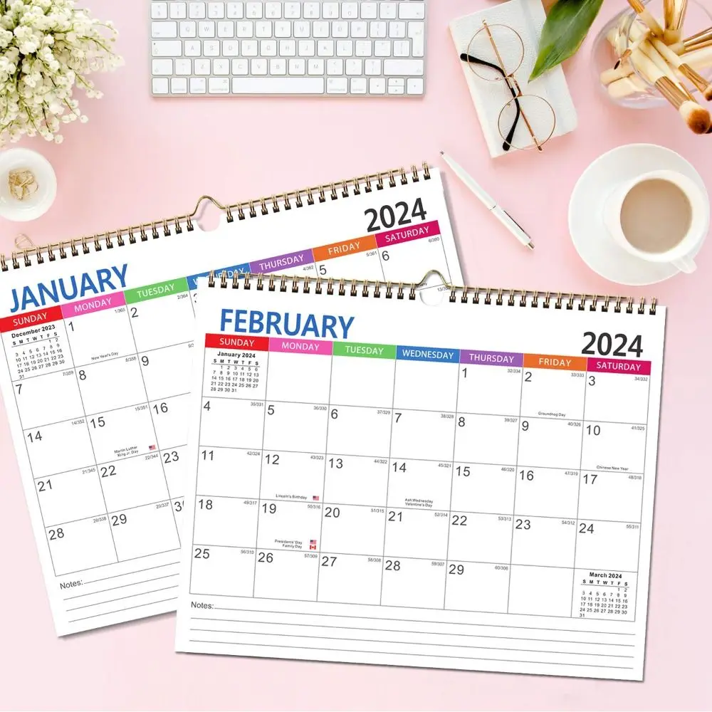 

2024 Large Wall Calendar Desk Calendar To-do lists Yearly Monthly Weekly Daily Planner To Do List Hanging Agenda
