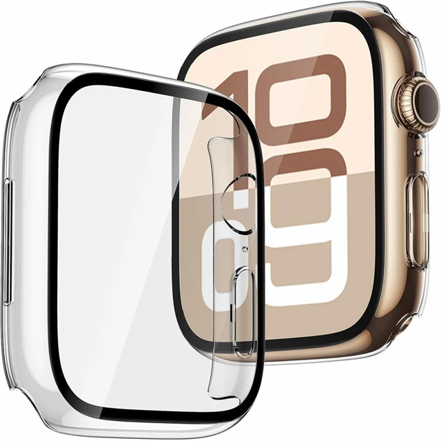 Verre + coque pour Apple Watch 46mm 44mm 40mm 49mm 41mm 45mm 42mm, accessoire de protection d'écran, iwatch série Ultra 11 10 9 SE 8 7 6 1