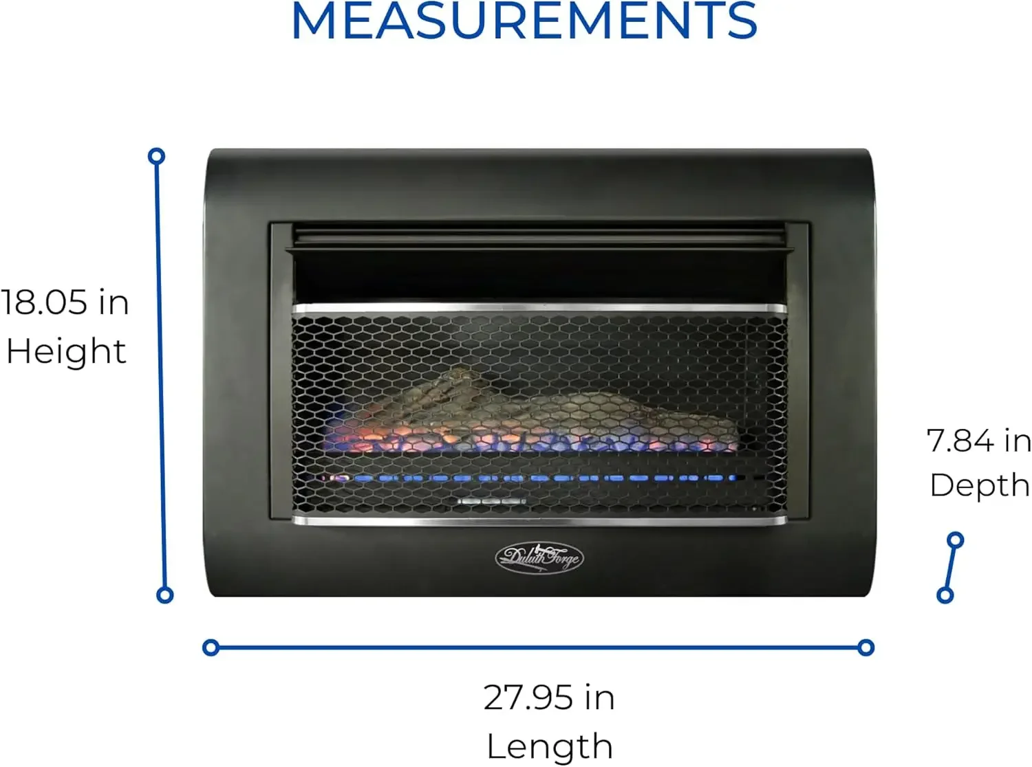 Ventless Linear Wall Gas Fireplace - 26,000 BTU, T-STAT, Model DF300L 6