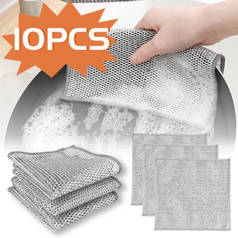 Kitchen-Rust-Removal-Cleaning-Cloth-Dishwashing-Towel-Metal-Steel-Wire ...
