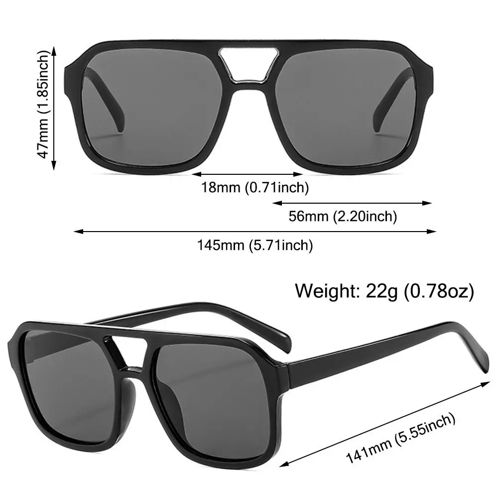 Black Square Aviation Sunglasses UV400 Protection for Men and Women