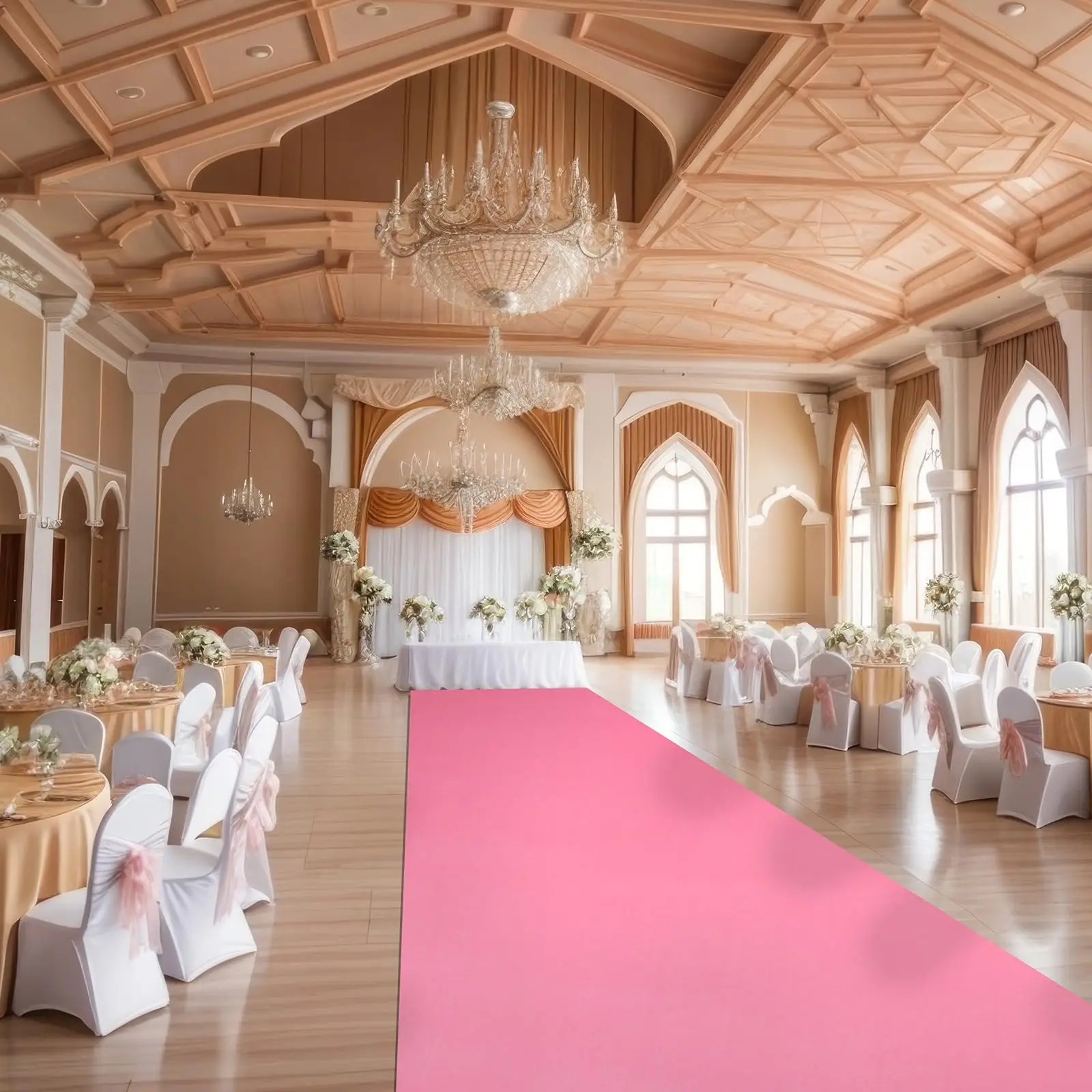 Pink Wedding Aisle Carpet Non-woven Fabric Ceremony Party Stage Carpet Anti Slip Runway