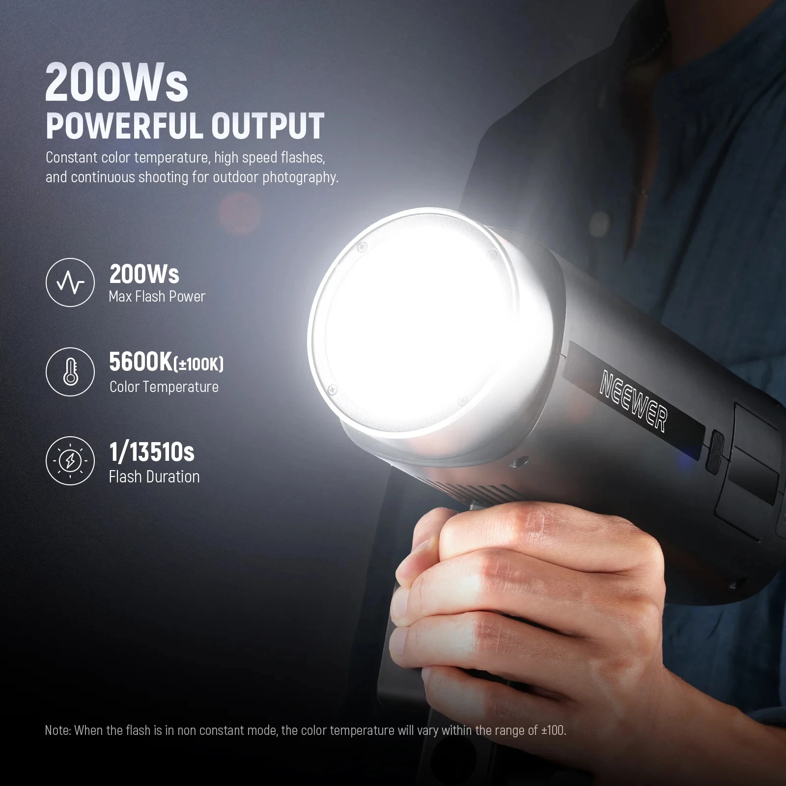 NEEWER Q200 200Ws 2.4G 야외 무선 TTL 플래시 (앱 컨트롤 지원) 1/8000 HSS 3200mAh 스트로보 플래시 (니콘, 캐논, 카메라용)