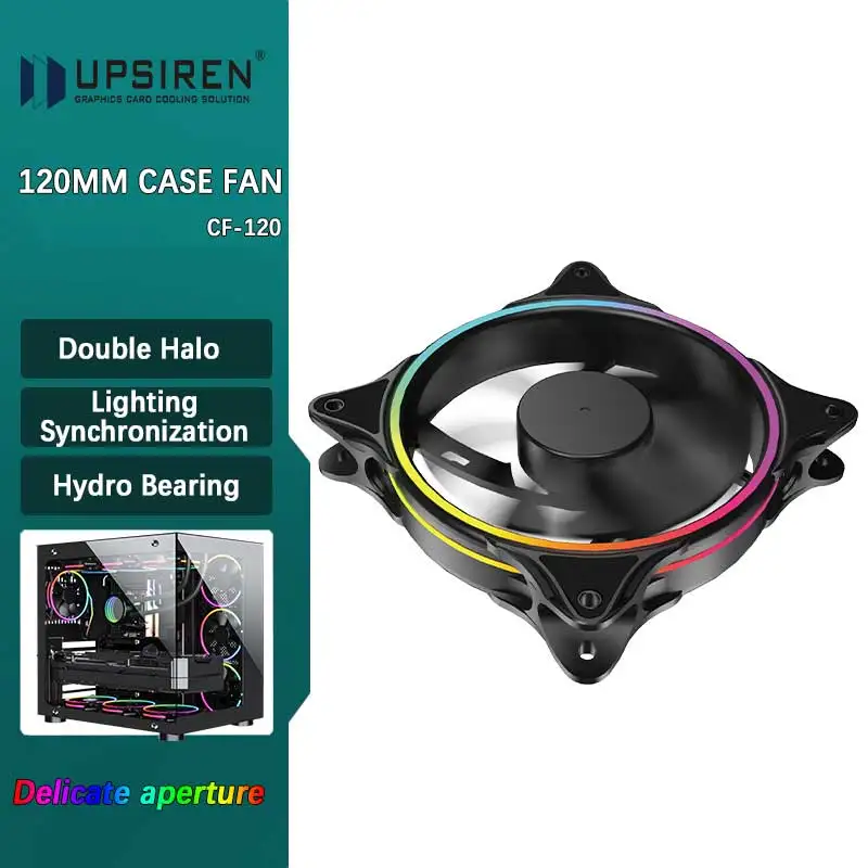 UPSIREN CF-120 Case fan 12cm 5V 3Pin ARGB and 4Pin PWM High performance ...