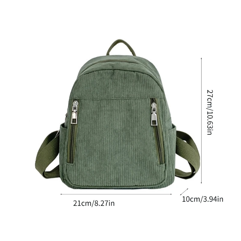 Women Mini Backpack Solid Color Corduroy Small Backpacks Traveling Bags Bookbags