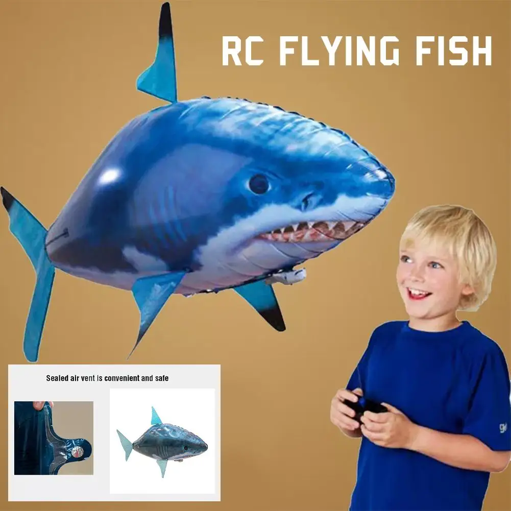 Syrisora Requin Volant Télécommandé Gonflable – Jouet RC Ballon Hélium Poisson-Clown Orange Pour Enfants Et Fêtes Intérieures