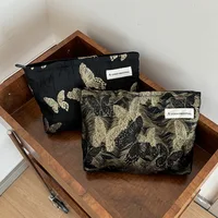Golden Butterfly Makeup Bag, Fabric Skincare Storage Bag, Small Square Bag, Handbag, Canvas Washbag, Women's Bag 1