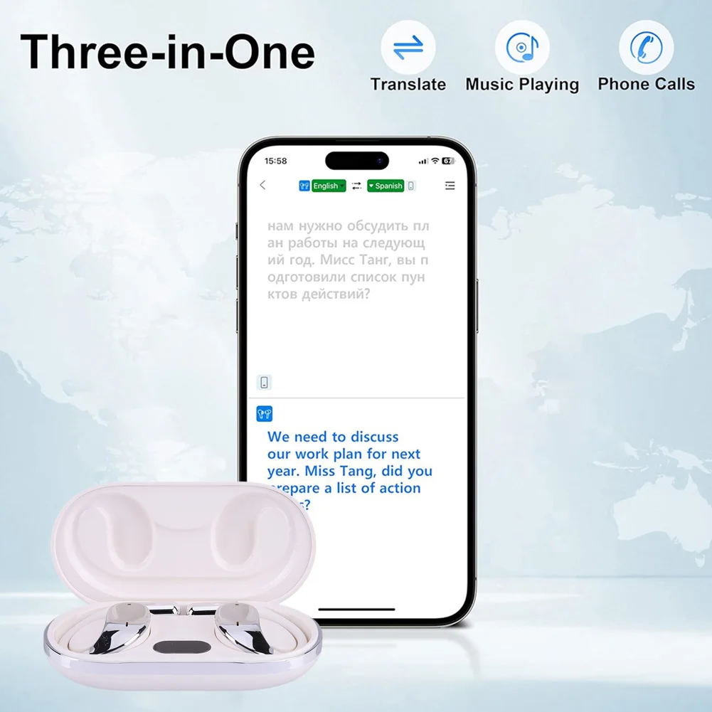 144 Languages Instant Translator Earbuds Wireless Bluetooth Translation Headphones Smart Voice Real Time for Travel Business