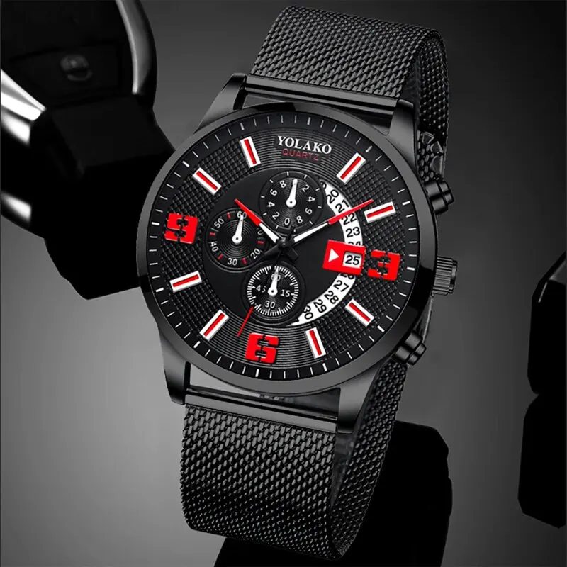 Reloj Hombre Mens Fashion Calendar Watches Men Business Stainless Steel Mesh Belt Quartz Wristwatch Male Clock Relogio Masculino men high sock spring autumn adult male long socks breathable mesh cotton absorb sweat deodorize business commuting