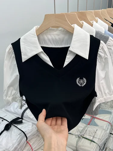 여성용 반팔 폴로 셔츠, 시크하고 달콤하고 매콤한 레트로 디자인, 여름 티셔츠, 통근 및 한국 스타일 4