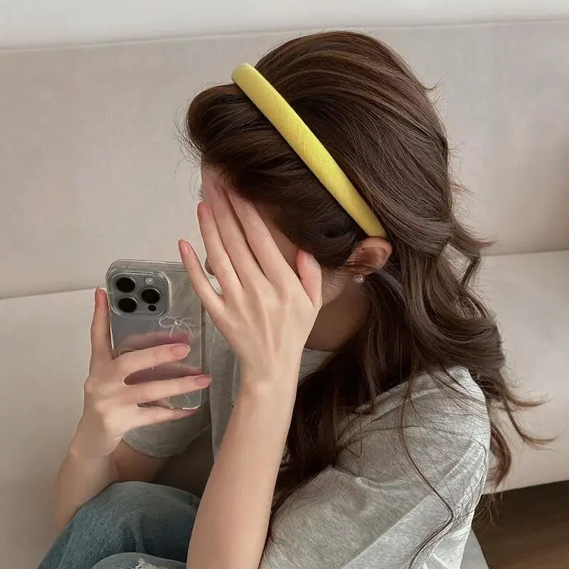 여름 분위기 와이드 엣지 헤어밴드 편안하고 무봉제 헤어밴드 높이 효과 트렌디 여성용 홈웨어