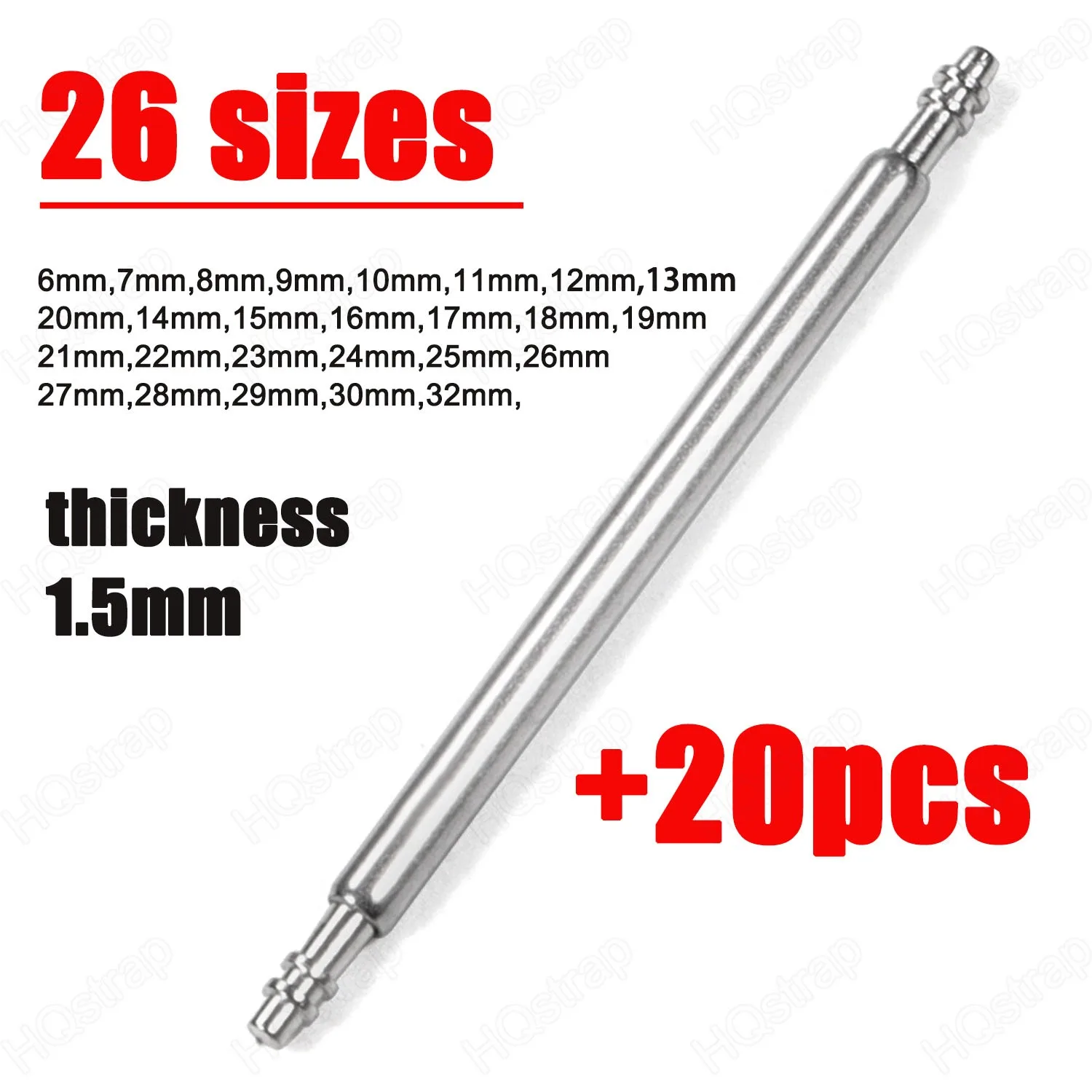20pcs/set 6-32mm Sizes Watch Band Spring Pins 18mm 20mm 22mm 1.5mm ...