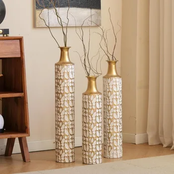 Gold Metal Vase Set 1