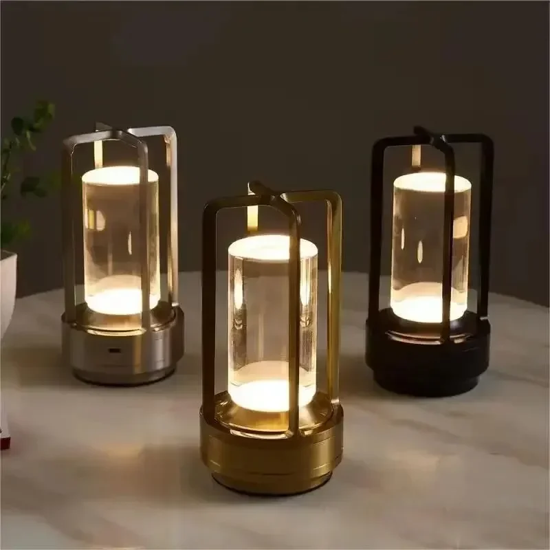 USB Charging Table Lamp Aluminum Restaurant Bar Desk Lamp Dimming Atmosphere USB Charging Touch Switch Decoration