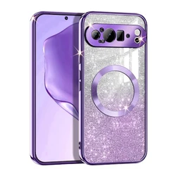 Glitter Transparent Slim Plating Shiny Phone Case for Pixel 9Pro XL (PURPLE)