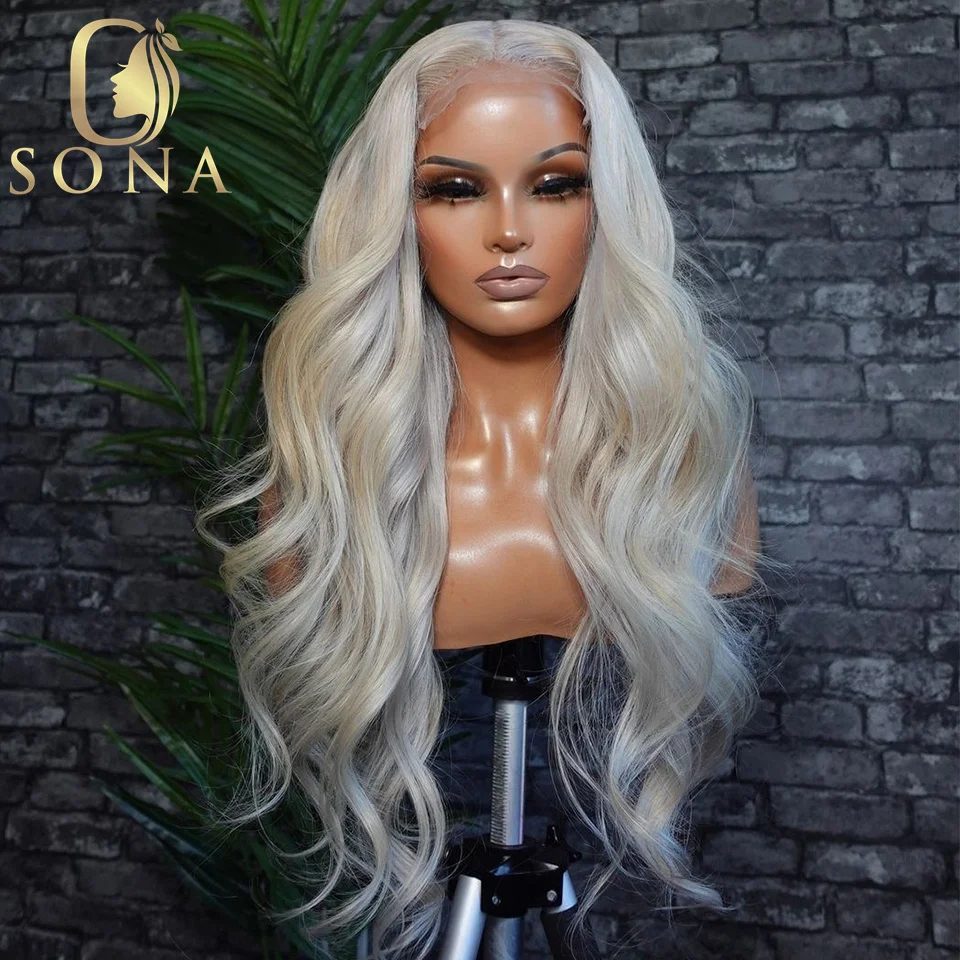 13X4 Platinum Ash Blonde Lace Front Wig Transparent Colored Human Hair  613 Lace Frontal Wig for Women 30 Inch Honey Blonde 13X6