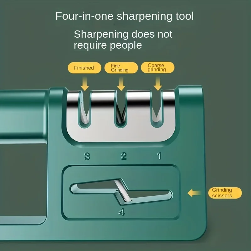 Diamond Sharpening Stone, Multi-Functional Four-in-One Manual Quick Sharpener for Kitchen Knives, Scissors, and Tools