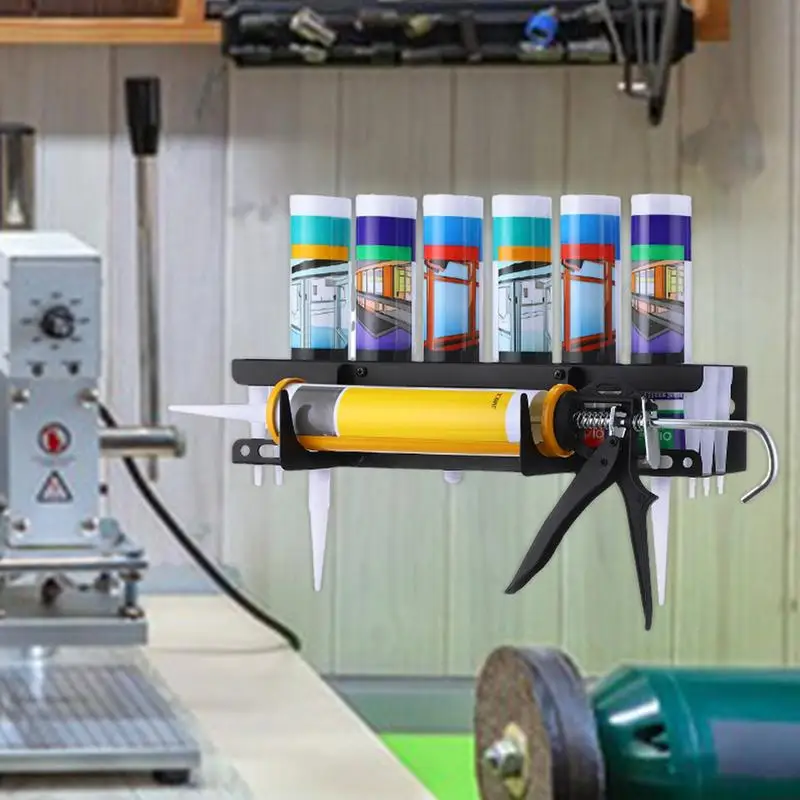 HOT Caulk Tube Holder Metal Grease Tube Rack Wall Mounted Sealant Organizer Hand Caulking Tube Rack Caulking Tool Organizers