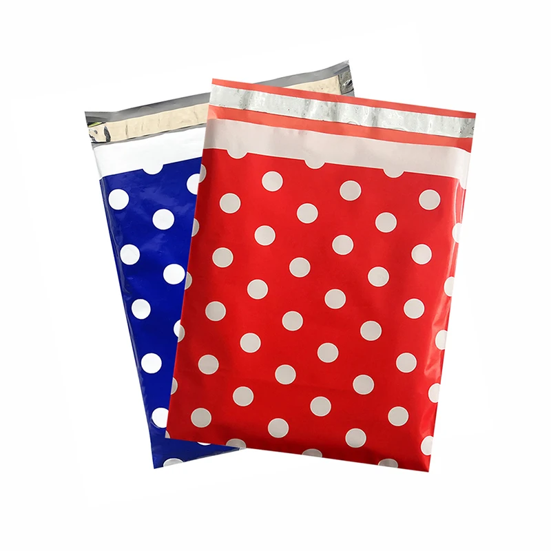 

10x13inch Blue/Red Plastic Courier Envelope White Dot Printed Express Bag Self Sealing Poly Mailer Waterproof Packaging Supplies