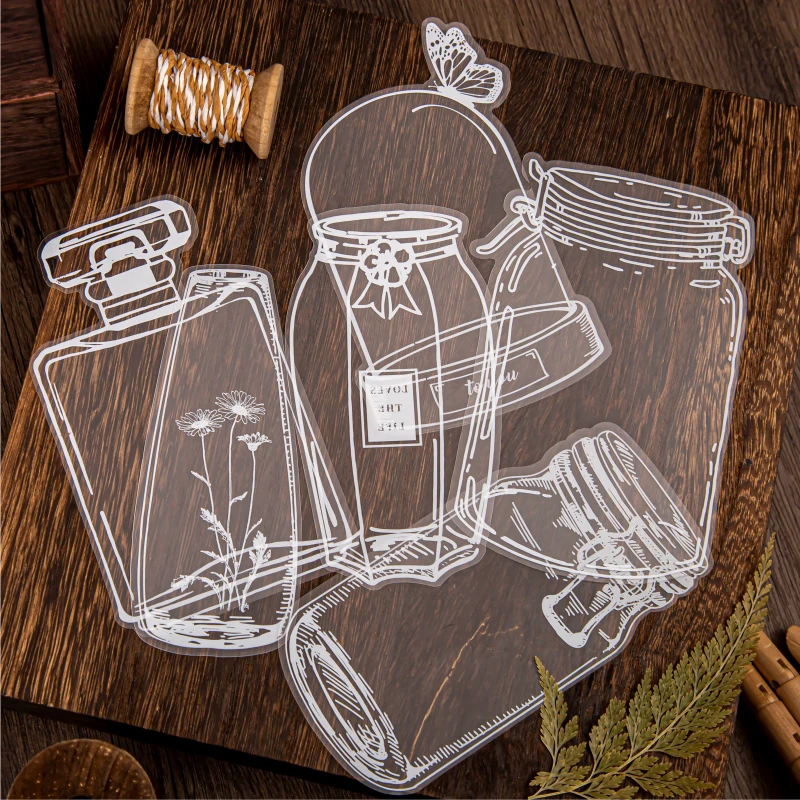 Various Empty Glass Bottle Pattern Stickers Aesthetic Scrapbooking Notebook Stationery Supplies Creativity Handmade Collage Card