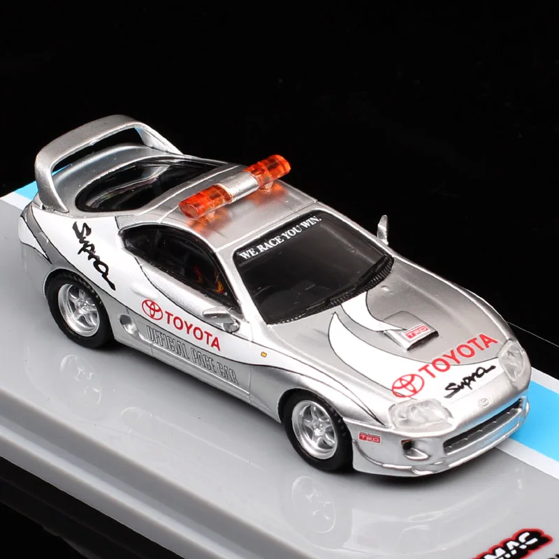 Tarmac Works 1/64 Scale Toyota Supra Safety Car Official Pace Car Diecast & Vehicles Metal Race Model Toys Acrylic Box Silver transparent acrylic hard cover case pvc display box for scale 1 43 1 64 car model collectible miniature figure toy protection