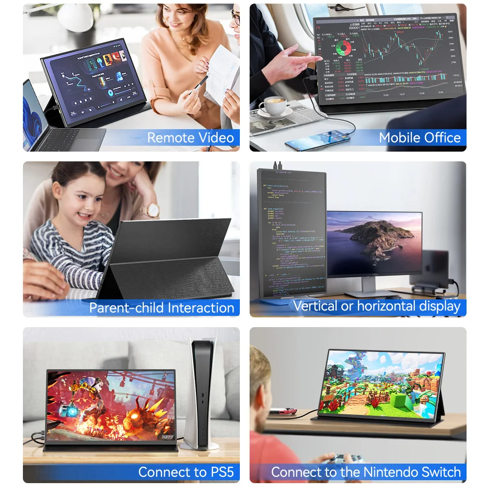 Portable Monitor Touch Gaming 18.5 inch SRGB FHD 60Hz External Display Screen For Cell Phone Laptop PC XBox PS4/5 Switch