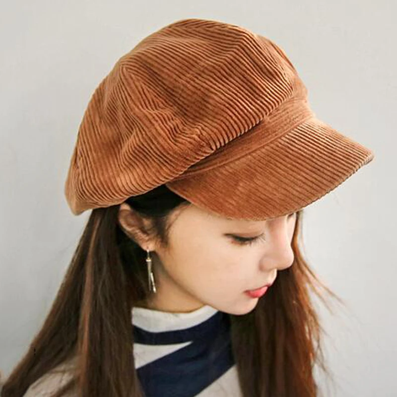 MAXSITI U Corduroy Anise Newsboy Cap Vintage Literary Women Snapback