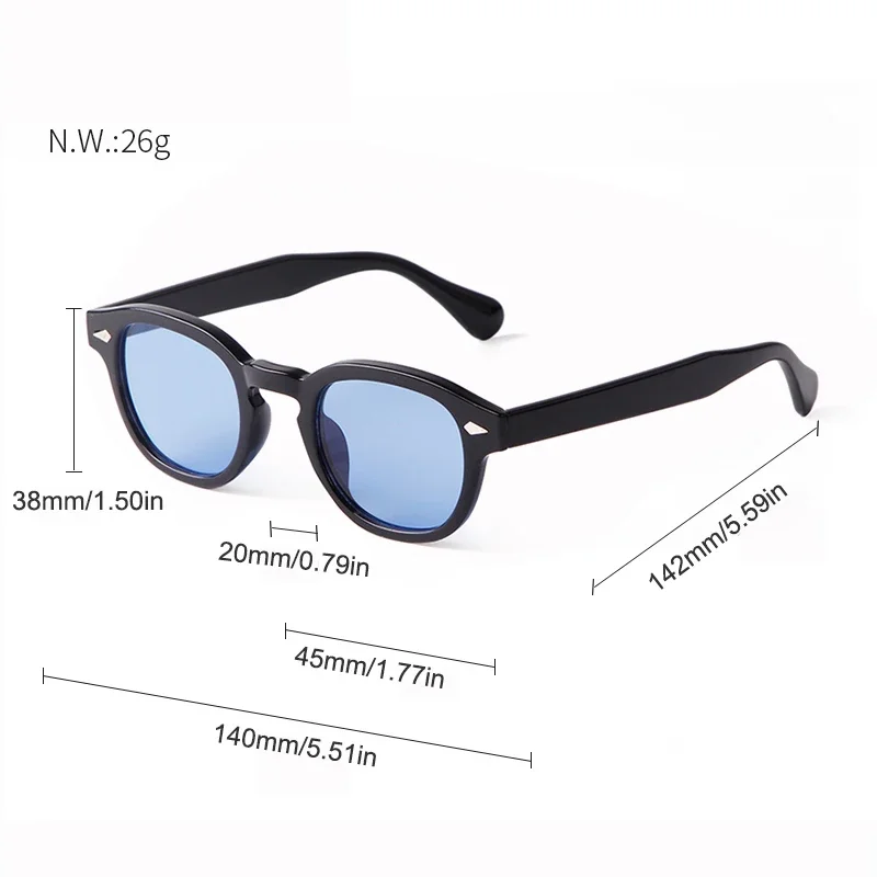 Fashion Transparent Blue Round Sunglasses Women Men 2024 Retro Rivet Tortoise Small Square Sun Glasses UV400 Lunettes De Soleil 5
