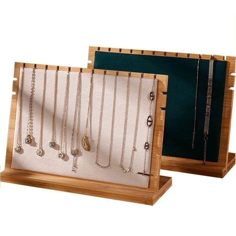

Fashion Womens Jewelry Display Collection Rack Detachable Wooden Velvet Pendant Necklace Bracelet Display Storage Bracket