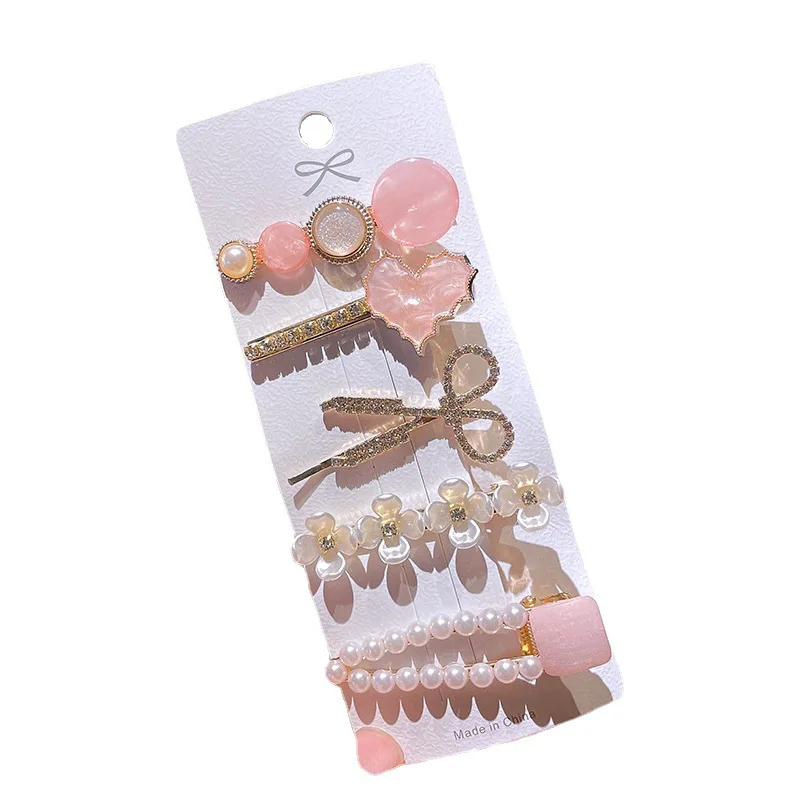 Pearl Crystal Acrylic Hair Clips Set for Women Retro Geometric Barrettes Hairpins Girl Jewelry Korean Styling Tool Hair Accessories