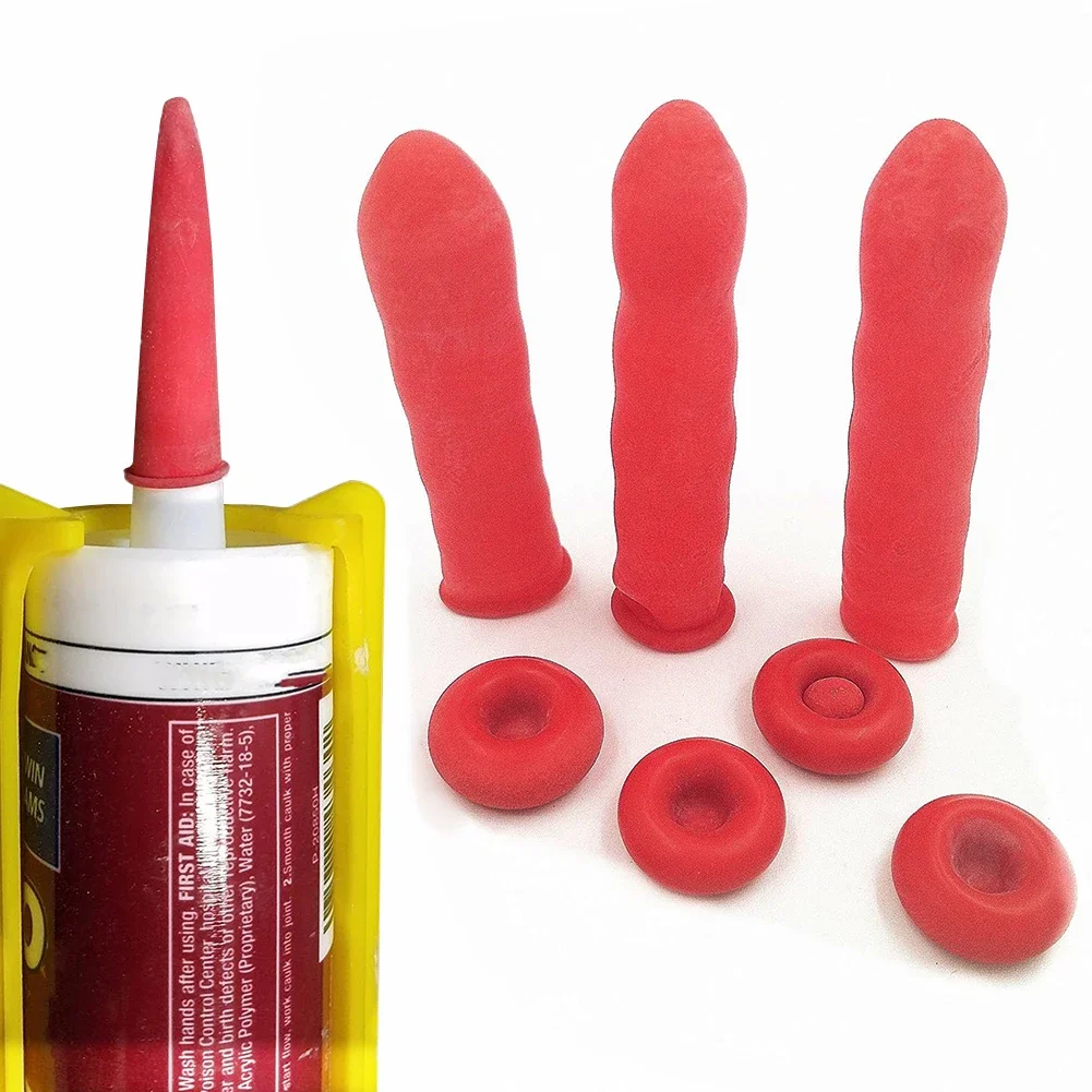 Silicone Tube Nozzle Cap Replacement Tips Caulk With Red Nozzle Cartridge Spare Silicone Sealant Home Construction Tool 12-20pcs caulking gun nozzles