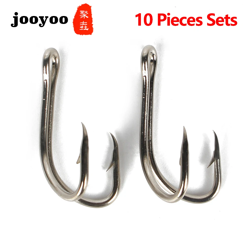 10 Pcs Fishhooks Long Shank Double Hook Weedless Fishing Hook Fly Tying