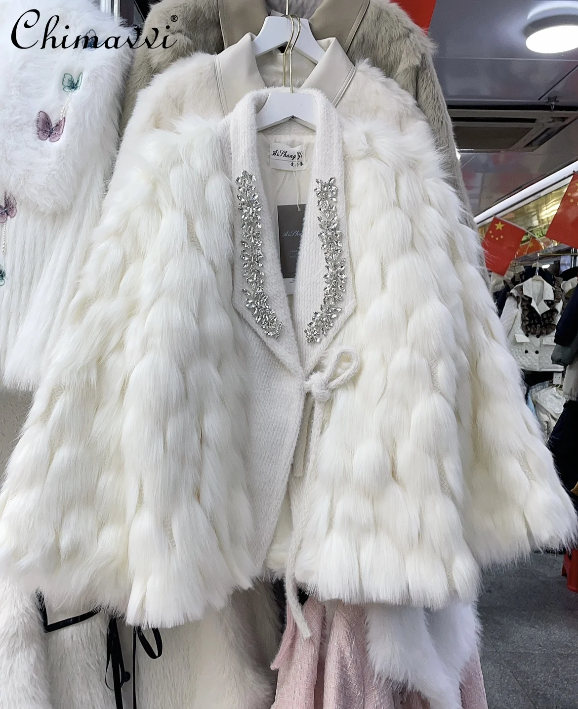 

Зимнее тяжелое женское элегантное пальто из искусственного лисьего меха, женская модная свободная теплая Элегантная куртка с длинными рукавами