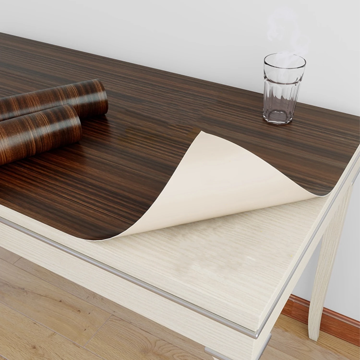 วอลเปเปอร์ลายไม้ PVC 1 ม้วน สำหรับประตู ตู้เสื้อผ้า ตู้เก็บของ โต๊ะ เฟอร์นิเจอร์ กันน้ำ ติดตั้งง่ายด้วยกาวในตัว ฟิล์มตกแต่งบ้าน 1