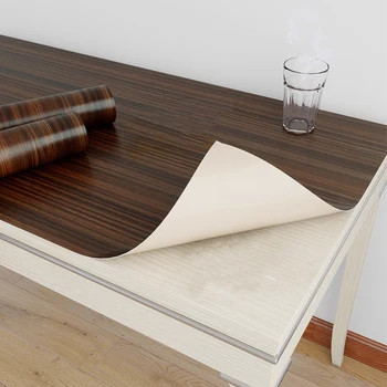 วอลเปเปอร์ลายไม้ PVC 1 ม้วน สำหรับประตู ตู้เสื้อผ้า ตู้เก็บของ โต๊ะ เฟอร์นิเจอร์ กันน้ำ ติดตั้งง่ายด้วยกาวในตัว ฟิล์มตกแต่งบ้าน 1