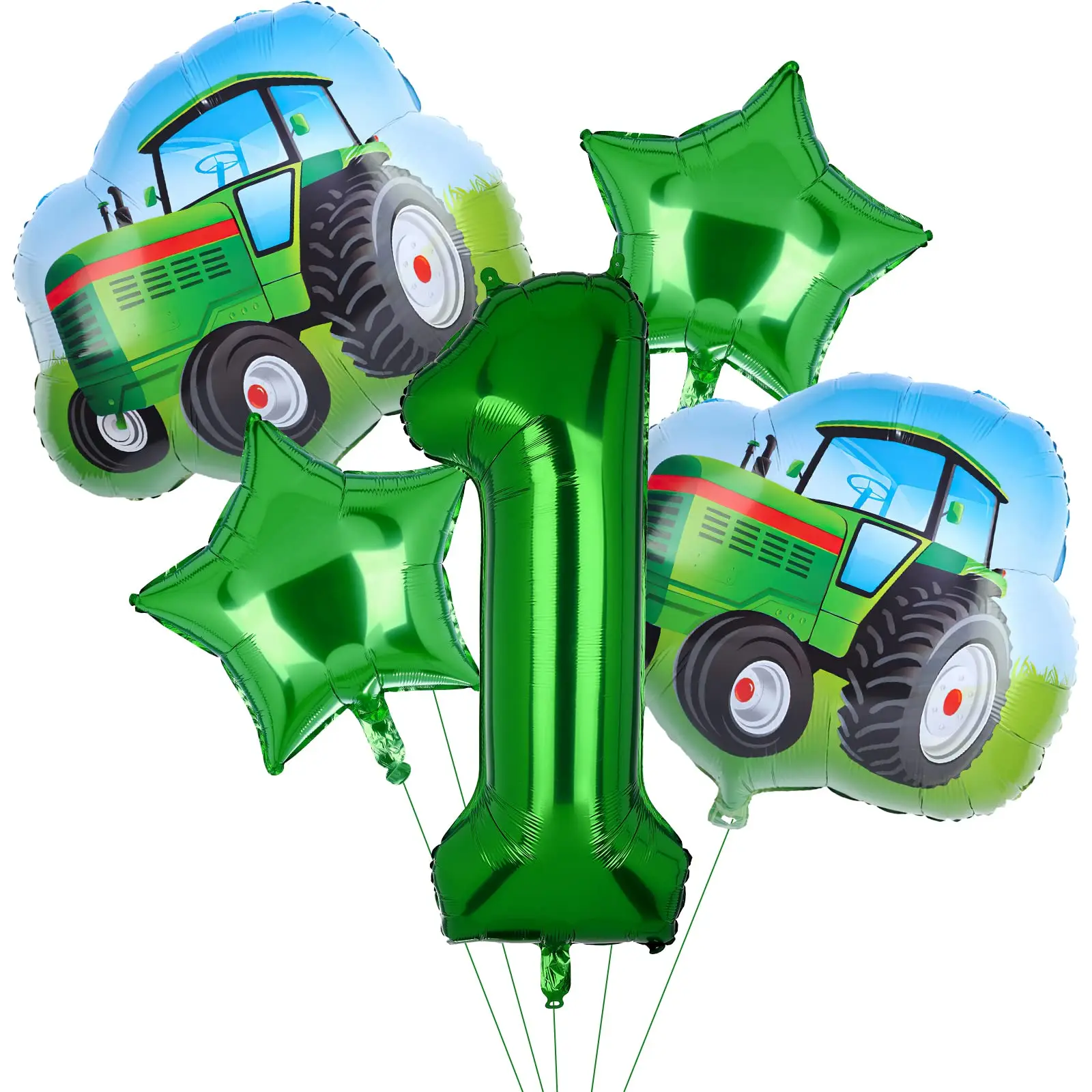 Farm Tractor Party Decor Set - Tableware, Napkins, Tablecloth, Banner, Balloons & Cake Topper