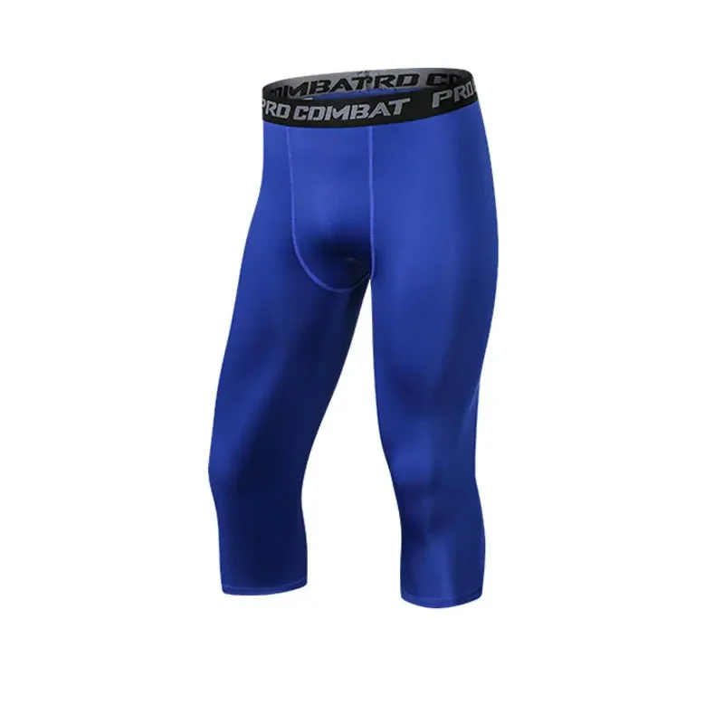 Men's Sports Leggings High Elasticity Quick Dry 7/9 Length Basketball Fitness Running Training Compression Base Pants Summer