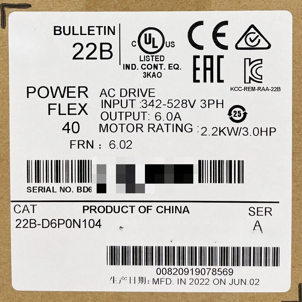 

New Factory Sealed 22B-D6P0N104 Powerflex 40 AC Drive 3.0Hp 2.2kW 22BD6P0N104