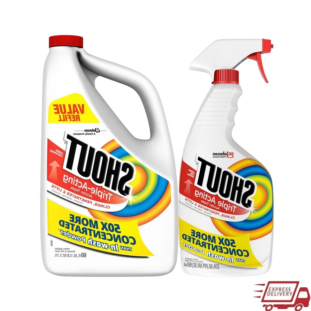 Triple-Acting Laundry Stain Remover Spray Concentrated Cleaner Multi-Surface Stain Lifts Clings Penetrates Safe Washables 22oz