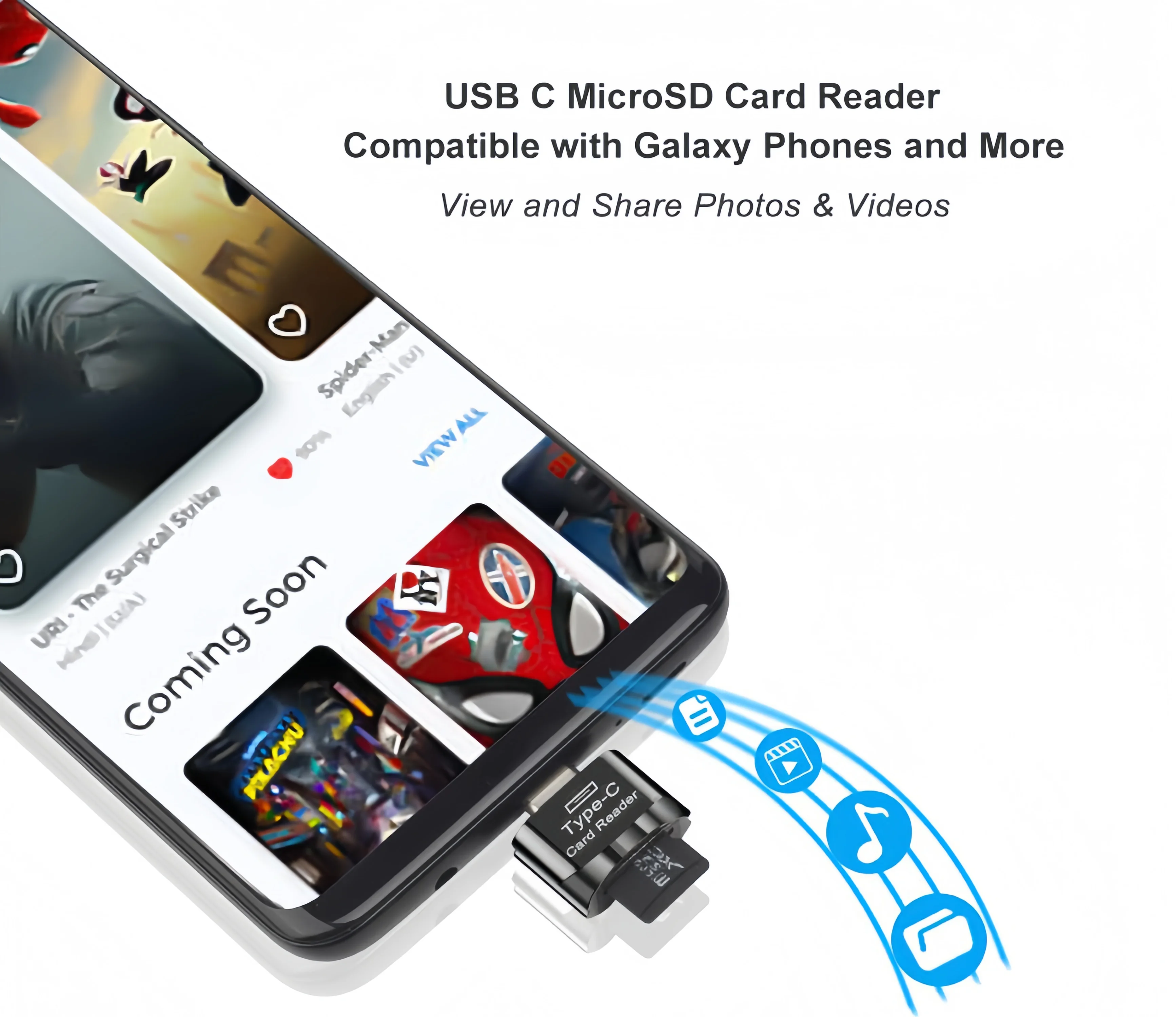 타입 C 마이크로 SD 카드 리더, 보울터클램프 USB C TF 카드 리더 어댑터 (키체인 포함)