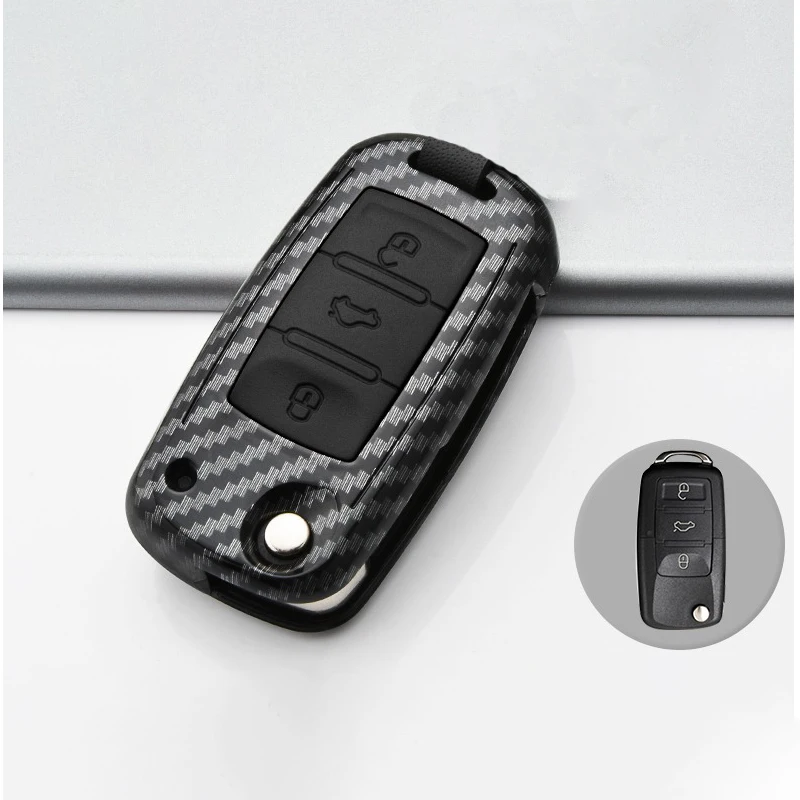 Premium Silicon Carbon Fiber Car Key Cover Case