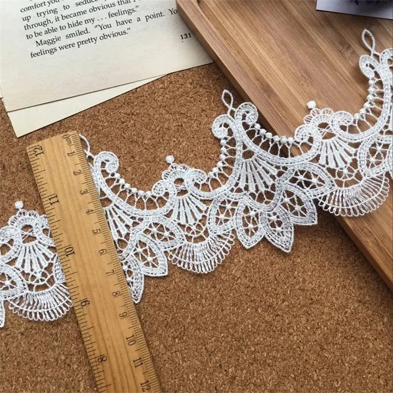 8.5CM Wide Water Soluble Lace Embroidered Ribbons Collar Applique Trim Curtains Dress DIY Sewing Supplies Lace Ribbon