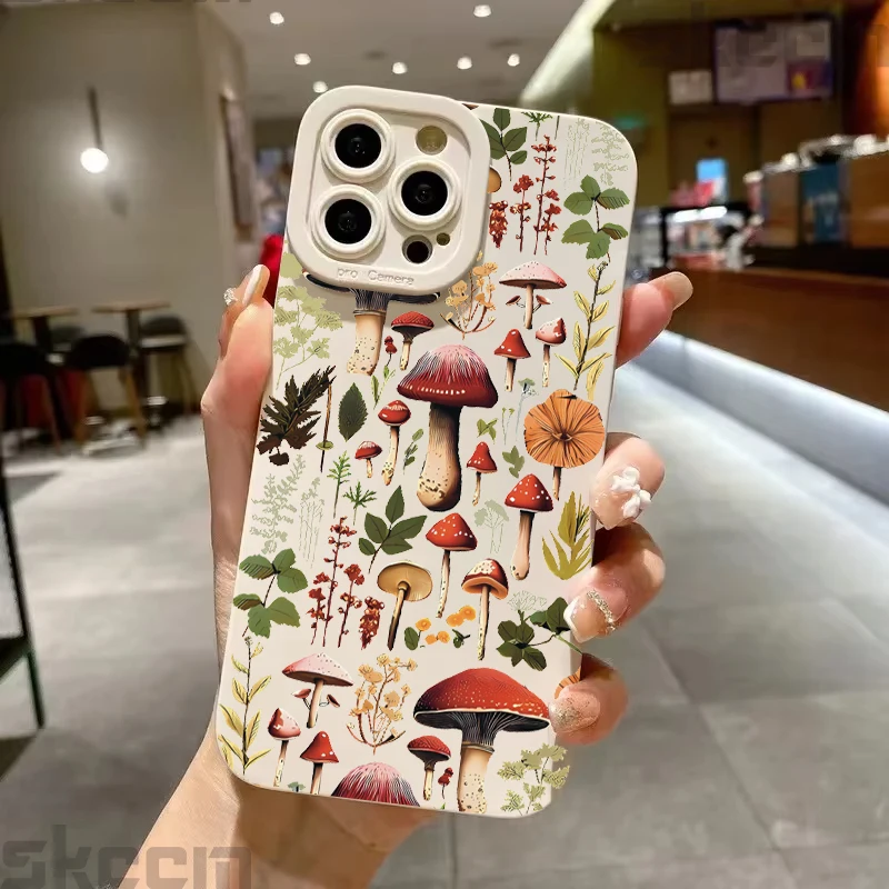 Vibrant Mushroom Print Shockproof Phone Case