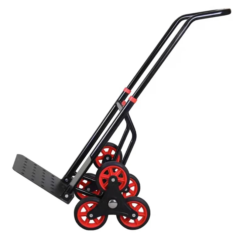 Climbing trailer, six-wheel load climbing car, household light folding handcart, carrying and pulling goods, climbing stairs art