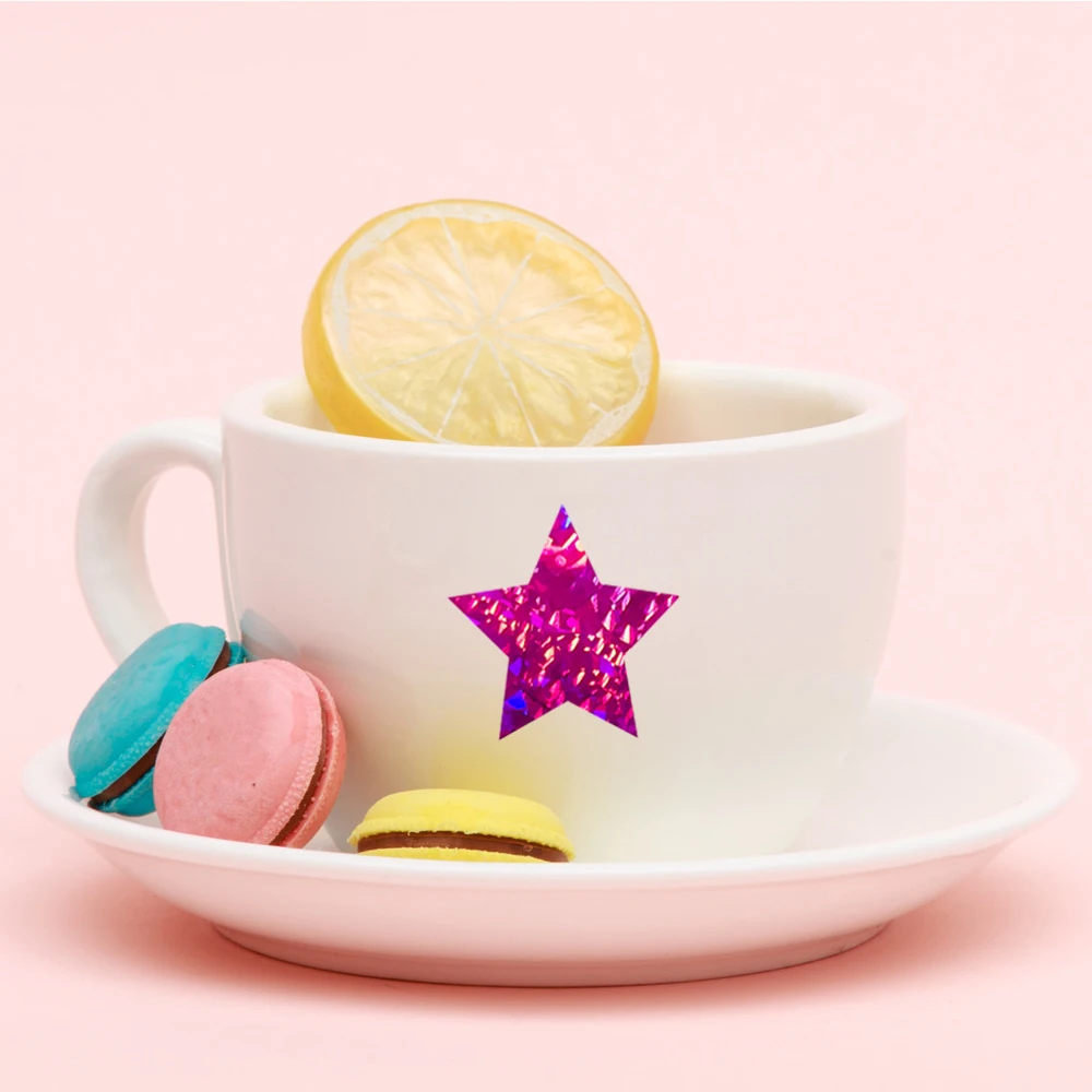 500pcs 어린이를위한 반짝이 스타 스티커 학생 행동 플래너 학교 교실 용품에 대한 보상 호일 스타 접착제 라벨