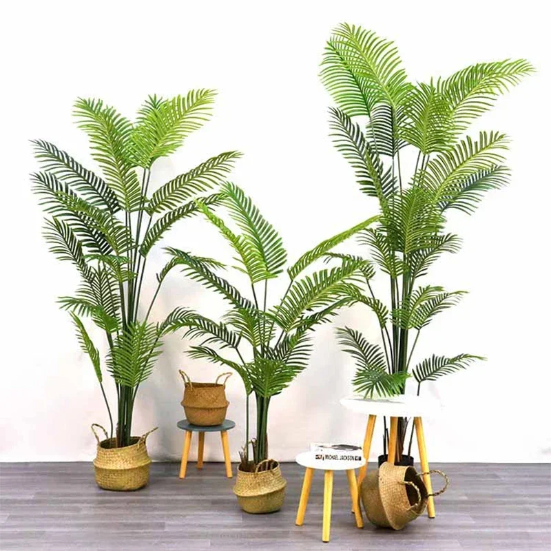 

Plastic Artificial Decor Office Tropical Room Tree Green Monstera Fake Palm For 60-95cm Leaves Branches Large Garden Plants Home