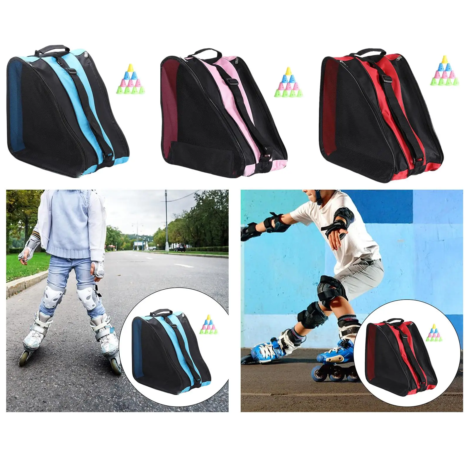 Portable Roller Skate Bags Breathable Ice Skate Bag Ski Sports Shoulder Bag Inline Skate Bag for Adult Kid Ice Hockey Skates